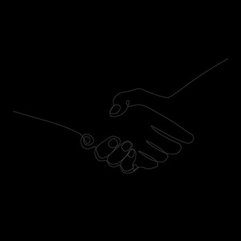Artistic drawing of a handshake.