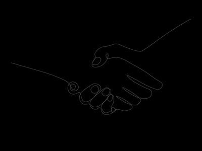 Artistic drawing of a handshake.