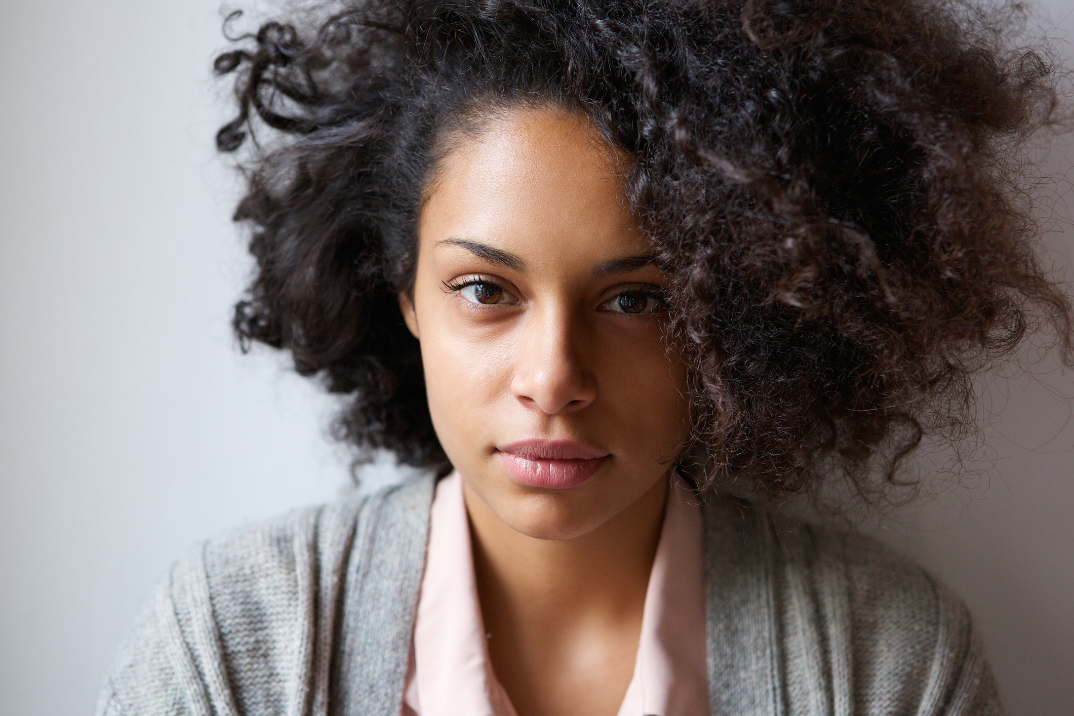 African American woman looking at the camera